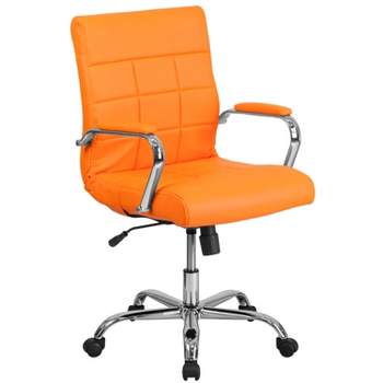Mid-Back Yellow Mesh Padded Swivel Task Office Chair with Chrome Base