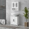 HOMCOM Farmhouse Pedestal Sink Storage Cabinet, Freestanding Bathroom Sink Cabinet with 2 Barn Doors and Adjustable Shelf, White - image 3 of 4