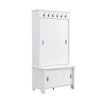 Modern Hall Tree With Sliding Doors - Multifunctional Shoe Cabinet, Mudroom Bench, Shelves, Hanging Hooks, Stylish Storage Solution, White - 2 of 4
