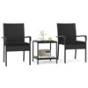 Costway 3 PCS Patio Furniture Set with 2-Tier Table Tempered Glass Tabletop & Soft Cushions White/Black/Brown - 2 of 4