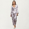 Anna-Kaci Lounge Women's 3-Piece Set Satin Baroque Print Pajama Cami with Matching Robe and Relaxed Straight-Leg Pants - 3 of 4