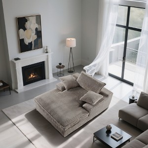 BDELITE Chaise Lounge Chair Indoor, Fluffy Plush Corduroy Fabric with Double Armrests and Pillows-67*56* 31.5 Inch - 1 of 4