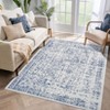 Vintage Floral Area Rug, Elegant Thin Carpet with Refined Design, Easy-Clean Low Pile for Living Room, Bedroom, Entryway - 2 of 4