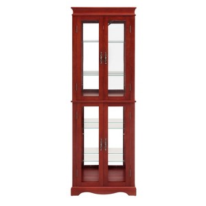 FONTOI Curio Display Cabinet, Display Cabinet, Six-Tier Glass Showcase with Adjustable Shelves for Collection, Cherry, 11.81"*70.08"*23.62" - 1 of 4