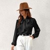 Women's Satin Long Sleeve Bow Tie Blouse - Cupshe - 3 of 4