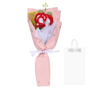 Unique Bargains Decorative Handmade Knitted Artificial Carnation Crochet Bouquet - 1 of 4