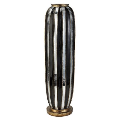NicBex Polyresin Vase Home Unique Shape with Black Finish and Silver Zebra Pattern for Centerpieces for Dining Room, Living Room, Office