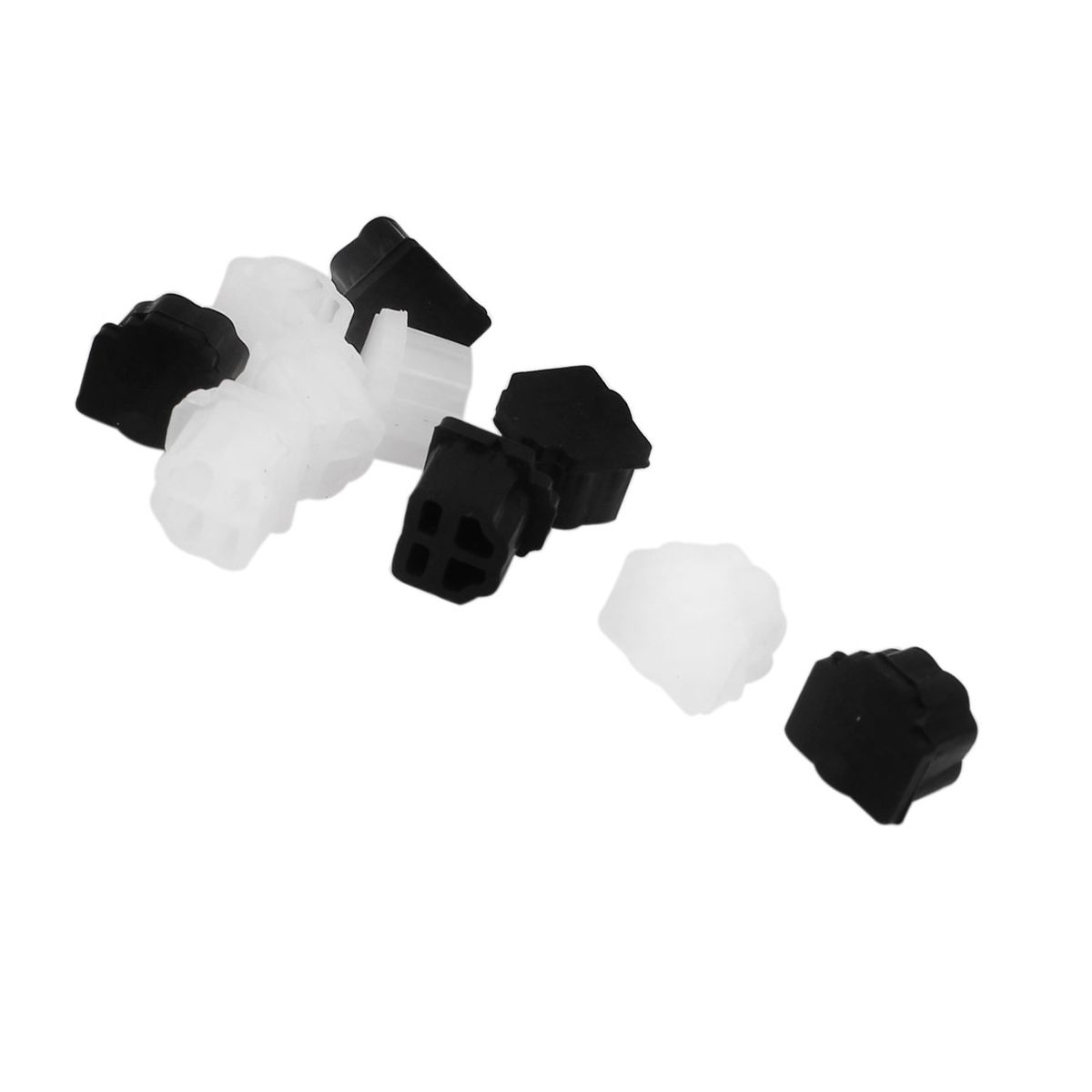 Unique Bargains Black Clear Rubber RJ11 Connector Port Anti Dust Hat Protector Cover 10 Pcs - thumbnail 3