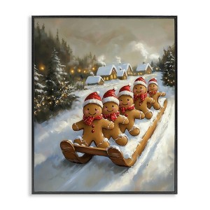 Stupell Industries Gingerbread Snow Day Sledding Framed Giclee Art - 1 of 4