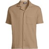 Lands' End Men's Short Sleeve Textured Cable Camp Collar Button Through Shirt - 3 of 4