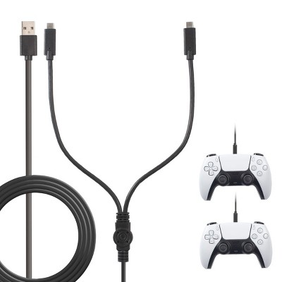 Insten Charging Cable For PS5 Controller, 6FT Fast USB A to Split USB C Charger Cord for Xbox Series X S One / Nintendo Switch / PS 5 Controllers