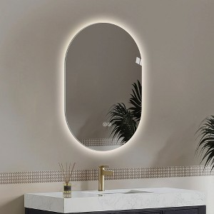 PAGED 32" x 48" Bathroom Mirror with Light, Vanity Mirror with Aluminum Alloy Frame and Tempered Glass for Wall Decor, Dimmable, Anti-Fog - 1 of 4