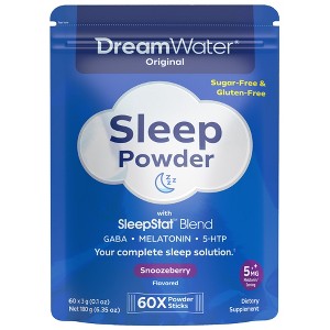Dream Water Sleep Powder-Sugar-Free,GABA,Melatonin,5-HTP,Snoozeberry,60-Count - 1 of 4
