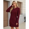 Coolmee Womens Sweater Dress Long Sleeve Crewneck Casual Slim Fit Pullover Knit Sweater Dresses with Side Button - 3 of 4