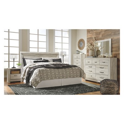 Whitewash King Panel Bed with Storage