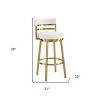 HomeRoots 30" White and Gold Faux Leather and Stainless Steel Low Back Bar Height Swivel Bar Chair - 3 of 4