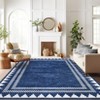 Washable Geometric Bordered Living Room Rugs, Contemporary Non Slip Low Pile Bedroom Carpet, Stain Resistant Dining Room Rugs - 2 of 4