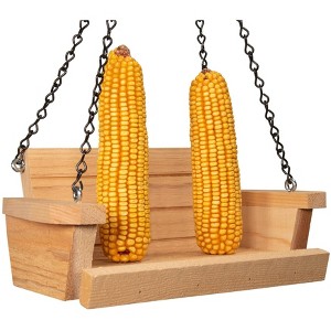 JCs Wildlife Cedar Squirrel Swing Corn Cob Feeder - Holds 2 Ears of Corn - Squirrel Feeder, Squirrel Corn Feeder Chair - Cute Swing Feeder for - 1 of 4