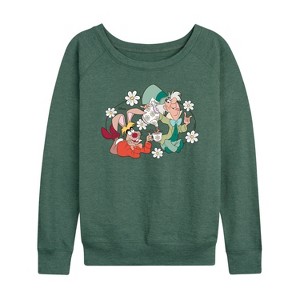Women's - Disney - Alice in Wonderland Lightweight French Terry Wide Neck Long Sleeve Shirt - 1 of 4