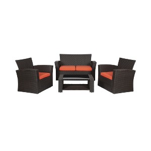 WestinTrends  4-Piece Modern Patio Conversation Sofa Set with Cushions - 1 of 4
