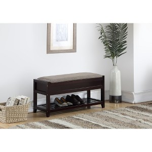 Ridstar 35.43 in. W Rectangle Ottoman Bench with Shoe Storage For Entryway-Brown - 1 of 4