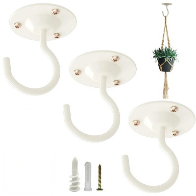 LunaLulinlk Ceiling Hooks for Hanging Plants White 3 Pcs, Plant Hanger Indoor