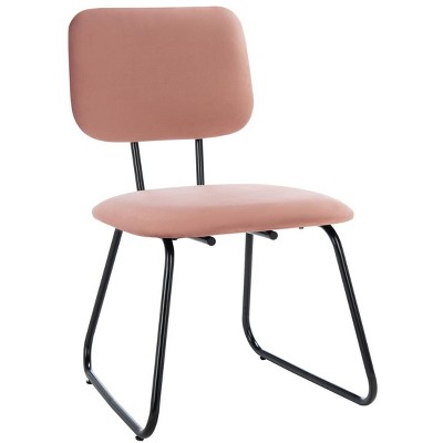 Chavelle Dusty Rose Velvet Upholstered Side Chair with Matte Black Frame