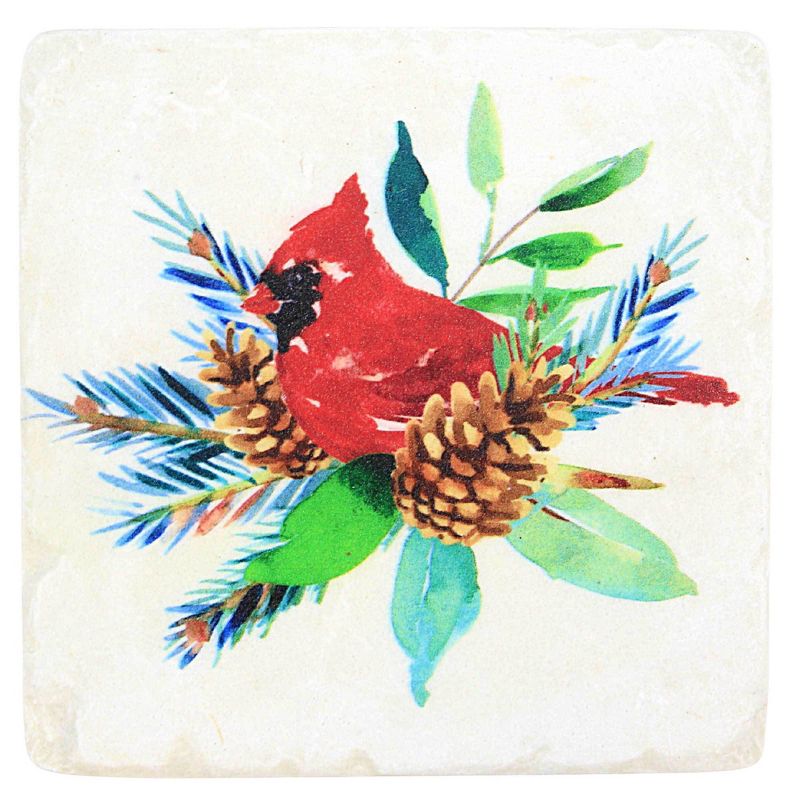 Ganz 3.75 In Cardinal Coaster Set Holly Red Birds Coasters, 2 of 6