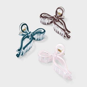 Bow Claw Hair Clip Set 3pc - Wild Fable™ Light Pink/Cream/Brown - 1 of 3