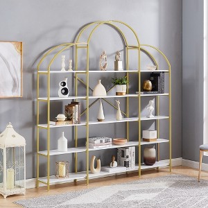 74.8" 5-Tier Dome Office Bookshelf, Display Stand, Golden+White - ModernLuxe - 1 of 4