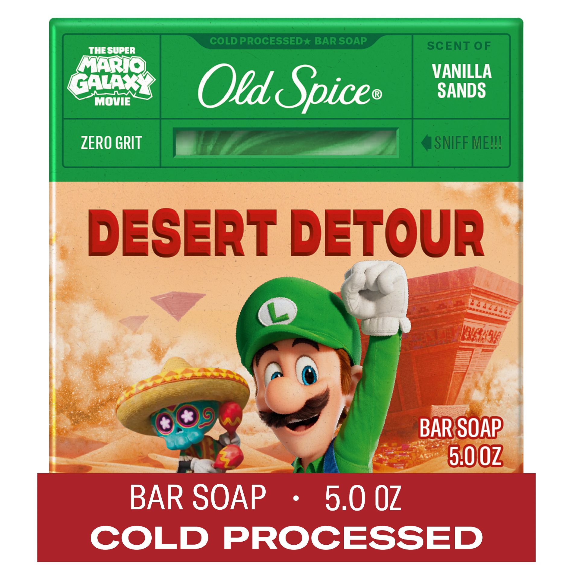 Old Spice x The Super Mario Galaxy Zero Grit - Men’s Desert Detour Cold Processed Bar Soap - Scent of Vanilla Sands - 5oz