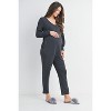 Hello Miz Women's Casual V Neck Long Sleeve Maternity Jumpsuit - 2 of 4