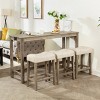 4 Piece Bar Table Set With Power Outlet, Bar Table Set With Chairs, Bar Table With Stools, Behind Couch Table With 3 Padded Stools-Cuddlewood - 2 of 4