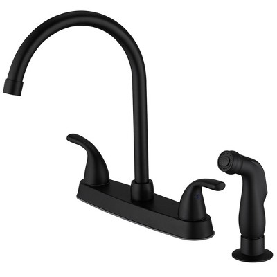Double Handles 4 Holes Standard Kitchen Faucet Sink With Side Sprayer