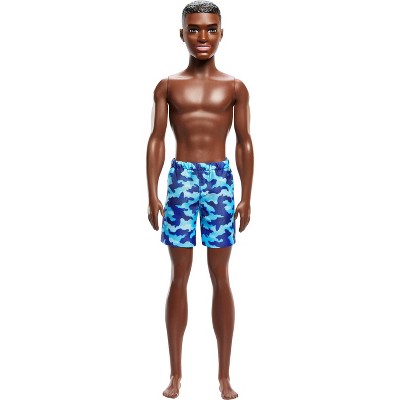 Barbie 12.7" Beach Ken Doll Brown Hair/Brown Eyes Wearing Blue Swimsuit