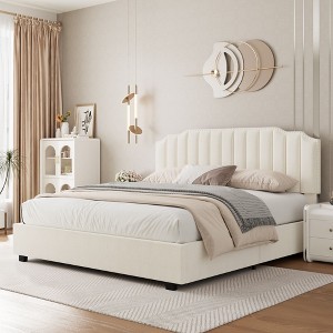 NicBex Full/Twin Size Lift-up Storage Bed Frame with Velvet Headboard,LED Lights and Charging Station - 1 of 4