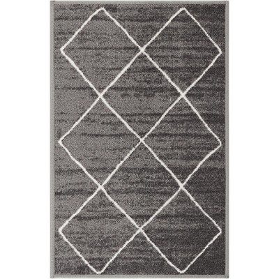 Well Woven Clover Diamond Lattice Grey Area Rug