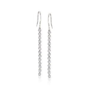 Ross-Simons 0.50 ct. t.w. Diamond Linear Drop Earrings in Sterling Silver - 1 of 4