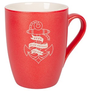 100 North Nautical 10 Ounce Crimson Red Metallic Finish, Comfortably Fits Your Hands, New Bone China Coffee Tea Cup Mug, Hope As An Anchor - 1 of 1