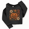 Pumpkin Floral Grunge - Youth Long Sleeve Graphic T-Shirt and Toddler Long Sleeve Graphic Tee - 2 of 4