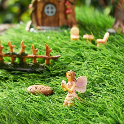 Miniature Fairy Garden Kit with Pink Tree House and Figurines