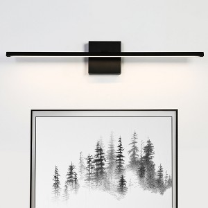 LNC Milorgany 1-Light  27.6"W Mid-Century Modern Rectangle Integrated LED  Wall Lights, Black - 1 of 4