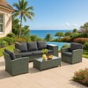 ELJGET Patio Furniture Set, 5 PCS Wicker Outdoor Conversation Set with 2 Coffee Tables for Backyard, Poolside, Garden - 2 of 4