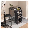 3-Piece Farmhouse Bistro Dining Table Set for 2 with Storage Shelves, Counter-Height Table & 2 PU Leather Chairs, Kitchen Dining Table Set - 2 of 4