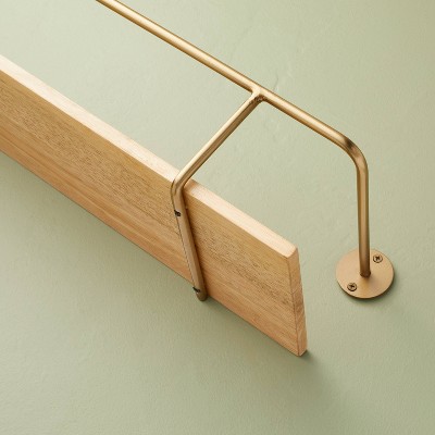 Wood &#38; Brass Decorative Rail Wall Shelf - Hearth &#38; Hand&#8482; with Magnolia_2