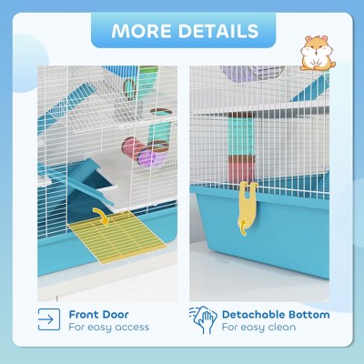 Large Light Blue Hamster and Gerbil Cage with Tubes and Accessories