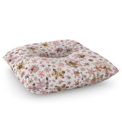 Ninola Design Snowflakes Watercolor Pink Square Floor Pillow - Deny Designs