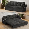 82.7"W 3-in-1 Convertible Sofa Bed with USB Charging, Storage & Cup Holders, Corduroy Sofa Couch Chaise Lounge - ModernLuxe - 2 of 4