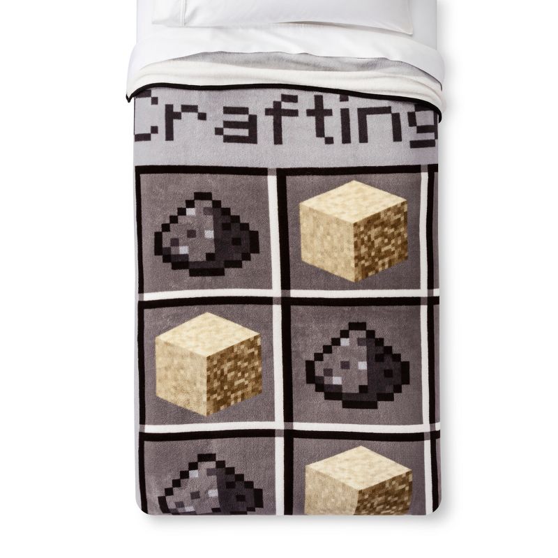 Minecraft Twin Bed Kids&#39; Blanket Gray, 1 of 5