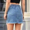 Women's Distressed Denim Mini Skirt Ripped Jean Skirt Elastic Back Skirt - 4 of 4